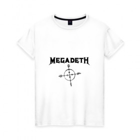 Женская футболка хлопок с принтом Megadeth в Новосибирске, 100% хлопок | прямой крой, круглый вырез горловины, длина до линии бедер, слегка спущенное плечо | megadet | megadeth | группа | дирк вербурен | дэвид эллефсон | дэйв мастейн | кико лоурейро | мегадет | мегадетх | метал | рок | трэш | трэшметал | тяжелый | хард | хардрок | хеви | хевиметал