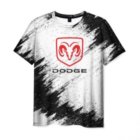Мужская футболка 3D с принтом DODGE в Новосибирске, 100% полиэфир | прямой крой, круглый вырез горловины, длина до линии бедер | car | dodge |  auto | авто | додж | машина