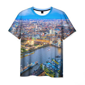 Мужская футболка 3D с принтом Лондон в Новосибирске, 100% полиэфир | прямой крой, круглый вырез горловины, длина до линии бедер | england | london | англия | великобритания | город | европа | королевство | лондон | мегаполис | путешествие | столица | туризм