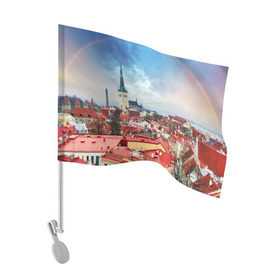 Флаг для автомобиля с принтом Таллин (Эстония) в Новосибирске, 100% полиэстер | Размер: 30*21 см | Тематика изображения на принте: estonia | tallin | город | европа | путешествие | таллин | туризм | эстония