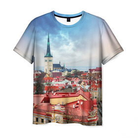 Мужская футболка 3D с принтом Таллин (Эстония) в Новосибирске, 100% полиэфир | прямой крой, круглый вырез горловины, длина до линии бедер | estonia | tallin | город | европа | путешествие | таллин | туризм | эстония