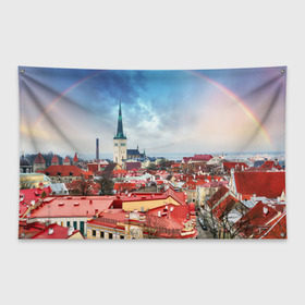 Флаг-баннер с принтом Таллин (Эстония) в Новосибирске, 100% полиэстер | размер 67 х 109 см, плотность ткани — 95 г/м2; по краям флага есть четыре люверса для крепления | estonia | tallin | город | европа | путешествие | таллин | туризм | эстония