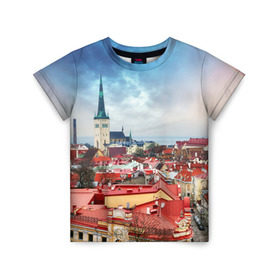 Детская футболка 3D с принтом Таллин (Эстония) в Новосибирске, 100% гипоаллергенный полиэфир | прямой крой, круглый вырез горловины, длина до линии бедер, чуть спущенное плечо, ткань немного тянется | estonia | tallin | город | европа | путешествие | таллин | туризм | эстония