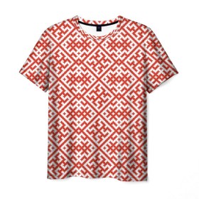 Мужская футболка 3D с принтом Духобор (Обережная Вышивка) в Новосибирске, 100% полиэфир | прямой крой, круглый вырез горловины, длина до линии бедер | орнамент | русь | узоры