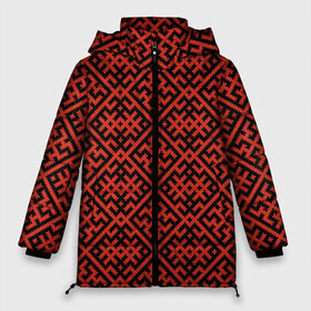 Женская зимняя куртка 3D с принтом Духобор (Обережная Вышивка) в Новосибирске, верх — 100% полиэстер; подкладка — 100% полиэстер; утеплитель — 100% полиэстер | длина ниже бедра, силуэт Оверсайз. Есть воротник-стойка, отстегивающийся капюшон и ветрозащитная планка. 

Боковые карманы с листочкой на кнопках и внутренний карман на молнии | оберег | орнамент | род | россия | русский | русь | славянские | узоры