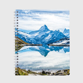 Тетрадь с принтом Альпы в Новосибирске, 100% бумага | 48 листов, плотность листов — 60 г/м2, плотность картонной обложки — 250 г/м2. Листы скреплены сбоку удобной пружинной спиралью. Уголки страниц и обложки скругленные. Цвет линий — светло-серый
 | австрия | альпийские горы | альпийский хребет | альпы | германия | горное озеро | горные лыжи | европа | италия | лихтенштейн | пейзаж | природа | словения | сноуборд | франция | швейцария
