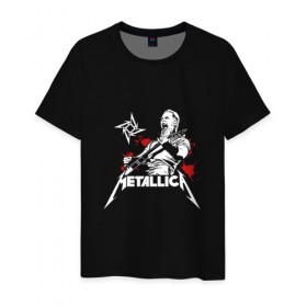 Мужская футболка хлопок с принтом Metallica в Новосибирске, 100% хлопок | прямой крой, круглый вырез горловины, длина до линии бедер, слегка спущенное плечо. | m | metallica | группа | джеймс хэтфилд | кирк хэмметт | ларс ульрих | метал | металика | металлика | миталика | музыка | роберт трухильо | рок | трэш | трэшметал | хард | хардрок | хеви | хевиметал
