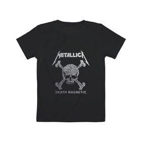 Детская футболка хлопок с принтом Metallica, death magnetic в Новосибирске, 100% хлопок | круглый вырез горловины, полуприлегающий силуэт, длина до линии бедер | metallica | джеймс хэтфилд | кирк хэмметт | ларс ульрих | металлика | роберт трухильо | рок группа