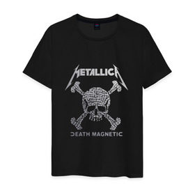 Мужская футболка хлопок с принтом Metallica, death magnetic в Новосибирске, 100% хлопок | прямой крой, круглый вырез горловины, длина до линии бедер, слегка спущенное плечо. | metallica | джеймс хэтфилд | кирк хэмметт | ларс ульрих | металлика | роберт трухильо | рок группа