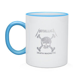 Кружка двухцветная с принтом Metallica, death magnetic в Новосибирске, керамика | объем — 330 мл, диаметр — 80 мм. Цветная ручка и кайма сверху, в некоторых цветах — вся внутренняя часть | metallica | джеймс хэтфилд | кирк хэмметт | ларс ульрих | металлика | роберт трухильо | рок группа