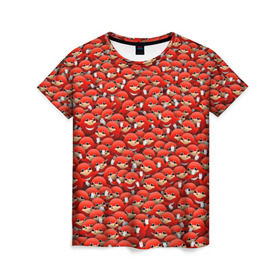 Женская футболка 3D с принтом Угандийские Наклзы в Новосибирске, 100% полиэфир ( синтетическое хлопкоподобное полотно) | прямой крой, круглый вырез горловины, длина до линии бедер | sonic | ехидна | красный | мем | паттерн | персонаж | соник | толпа