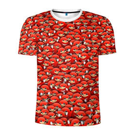 Мужская футболка 3D спортивная с принтом Угандийские Наклзы в Новосибирске, 100% полиэстер с улучшенными характеристиками | приталенный силуэт, круглая горловина, широкие плечи, сужается к линии бедра | Тематика изображения на принте: sonic | ехидна | красный | мем | паттерн | персонаж | соник | толпа