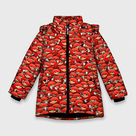 Зимняя куртка для девочек 3D с принтом Угандийские Наклзы в Новосибирске, ткань верха — 100% полиэстер; подклад — 100% полиэстер, утеплитель — 100% полиэстер. | длина ниже бедра, удлиненная спинка, воротник стойка и отстегивающийся капюшон. Есть боковые карманы с листочкой на кнопках, утяжки по низу изделия и внутренний карман на молнии. 

Предусмотрены светоотражающий принт на спинке, радужный светоотражающий элемент на пуллере молнии и на резинке для утяжки. | Тематика изображения на принте: sonic | ехидна | красный | мем | паттерн | персонаж | соник | толпа