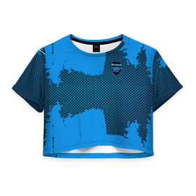 Женская футболка 3D укороченная с принтом ARSENAL SPORT BLUE в Новосибирске, 100% полиэстер | круглая горловина, длина футболки до линии талии, рукава с отворотами | football | soccer | арсенал
