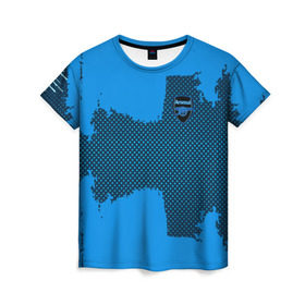 Женская футболка 3D с принтом ARSENAL SPORT BLUE в Новосибирске, 100% полиэфир ( синтетическое хлопкоподобное полотно) | прямой крой, круглый вырез горловины, длина до линии бедер | football | soccer | арсенал
