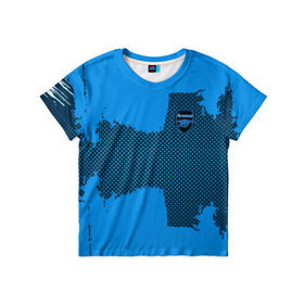 Детская футболка 3D с принтом ARSENAL SPORT BLUE в Новосибирске, 100% гипоаллергенный полиэфир | прямой крой, круглый вырез горловины, длина до линии бедер, чуть спущенное плечо, ткань немного тянется | football | soccer | арсенал
