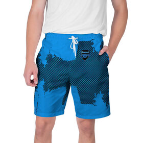 Мужские шорты 3D с принтом ARSENAL SPORT BLUE в Новосибирске,  полиэстер 100% | прямой крой, два кармана без застежек по бокам. Мягкая трикотажная резинка на поясе, внутри которой широкие завязки. Длина чуть выше колен | football | soccer | арсенал