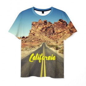 Мужская футболка 3D с принтом California collection в Новосибирске, 100% полиэфир | прямой крой, круглый вырез горловины, длина до линии бедер | Тематика изображения на принте: california | usa | америка | города | дороги | калифорния | природа | страны | сша