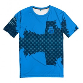 Мужская футболка 3D с принтом REAL MADRID SPORT BLUE в Новосибирске, 100% полиэфир | прямой крой, круглый вырез горловины, длина до линии бедер | football | soccer | реал мадрид