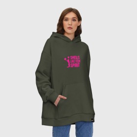 Худи SuperOversize хлопок с принтом Smells like teen spirit в Новосибирске, 70% хлопок, 30% полиэстер, мягкий начес внутри | карман-кенгуру, эластичная резинка на манжетах и по нижней кромке, двухслойный капюшон
 | cobain | kurt | nevermino | nirvana | альтернативный | гранж | грол | группа | дональд | кобейн | курт | музыка | надпись | нервана | нирвана | новоселич | певец | рок | смайл | смайлик | солист