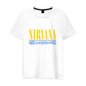 Мужская футболка хлопок с принтом Nirvana nevermino в Новосибирске, 100% хлопок | прямой крой, круглый вырез горловины, длина до линии бедер, слегка спущенное плечо. | cobain | kurt | nevermino | nirvana | альтернативный | гранж | грол | группа | дональд | кобейн | курт | музыка | надпись | нервана | нирвана | новоселич | певец | рок | смайл | смайлик | солист