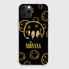 Чехол для iPhone 12 Pro Max с принтом Nirvana в Новосибирске, Силикон |  | cobain | kurt | nevermino | nirvana | альтернативный | гранж | грол | группа | дональд | кобейн | курт | музыка | надпись | нервана | нирвана | новоселич | певец | рок | смайл | смайлик | солист