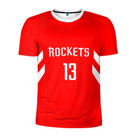 Мужская футболка 3D спортивная с принтом James Harden #13 в Новосибирске, 100% полиэстер с улучшенными характеристиками | приталенный силуэт, круглая горловина, широкие плечи, сужается к линии бедра | Тематика изображения на принте: hurden | nba | rockets | баскетбол | нба | харден | хьюстон рокетс
