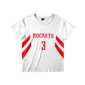 Детская футболка 3D с принтом Chris Paul home в Новосибирске, 100% гипоаллергенный полиэфир | прямой крой, круглый вырез горловины, длина до линии бедер, чуть спущенное плечо, ткань немного тянется | chris paul | nba | rockets | баскетбол | крис пол | нба | хьюстон рокетс
