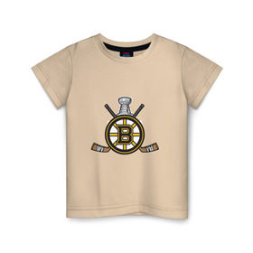 Детская футболка хлопок с принтом boston bruins в Новосибирске, 100% хлопок | круглый вырез горловины, полуприлегающий силуэт, длина до линии бедер | boston bruins | nhl | бостон брюинс | нхл | хоккей