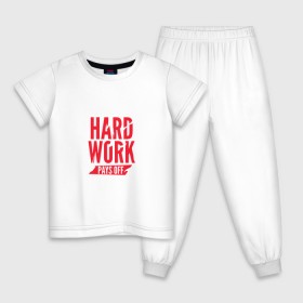 Детская пижама хлопок с принтом Hard work pays off. Red в Новосибирске, 100% хлопок |  брюки и футболка прямого кроя, без карманов, на брюках мягкая резинка на поясе и по низу штанин
 | мотивация | спорт | цели