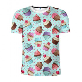 Мужская футболка 3D спортивная с принтом Милые кексики в Новосибирске, 100% полиэстер с улучшенными характеристиками | приталенный силуэт, круглая горловина, широкие плечи, сужается к линии бедра | cupcake | deliciouse | lollipop | strawberry | sweets | yummy | вкусняшки | еда | капкейк | капкейки | клубника | конфета | леденец | сладости | черника
