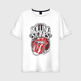 Женская футболка хлопок Oversize с принтом The Rolling Stones в Новосибирске, 100% хлопок | свободный крой, круглый ворот, спущенный рукав, длина до линии бедер
 | the rolling stones | бродяги | вольные странники | группа | катящиеся камни | кит ричардс | мик джаггер | рок | рок н ролл | ролинг | роллинг | рон вуд | стоун | стоунз | стоунс | чарли уоттс