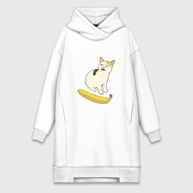 Платье-худи хлопок с принтом Cat no banana в Новосибирске,  |  | Тематика изображения на принте: angry cat | banana | cat | no banana