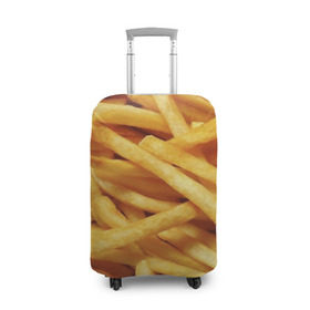 Чехол для чемодана 3D с принтом Картошка фри в Новосибирске, 86% полиэфир, 14% спандекс | двустороннее нанесение принта, прорези для ручек и колес | вкусная | еда | жареный | желтый | закуска | картофель | картофеля | картоха | картошка | картошки | палки | палочки | полоски | фас фуд | фаст фуд | фастфуд | фасфуд | фвсфут | фри