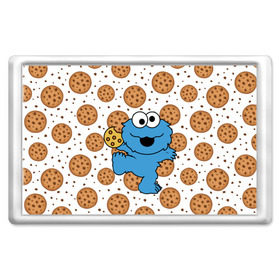 Магнит 45*70 с принтом Cookie monster в Новосибирске, Пластик | Размер: 78*52 мм; Размер печати: 70*45 | cookie | cookiemonster | delicious | eat | monster | yummy | еда | куки | кукимонстр | монстр | печенье | сладости | улица | улицасезам