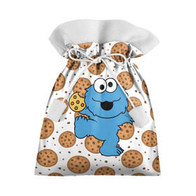 Подарочный 3D мешок с принтом Cookie monster в Новосибирске, 100% полиэстер | Размер: 29*39 см | Тематика изображения на принте: cookie | cookiemonster | delicious | eat | monster | yummy | еда | куки | кукимонстр | монстр | печенье | сладости | улица | улицасезам