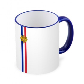 Кружка 3D с принтом Франция, лента с гербом в Новосибирске, керамика | ёмкость 330 мл | fr | fra | france | герб | государство | знак | надпись | париж | патриот | полосы | республика | символ | страна | флаг | флага | франция | француз | французская | французский | французы | цвета