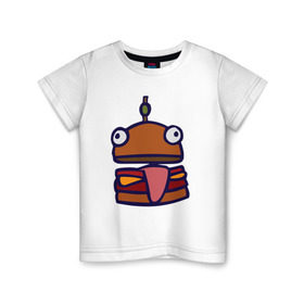 Детская футболка хлопок с принтом Derp Burger в Новосибирске, 100% хлопок | круглый вырез горловины, полуприлегающий силуэт, длина до линии бедер | Тематика изображения на принте: fortnite | фортнайт