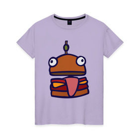 Женская футболка хлопок с принтом Derp Burger в Новосибирске, 100% хлопок | прямой крой, круглый вырез горловины, длина до линии бедер, слегка спущенное плечо | fortnite | фортнайт