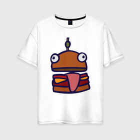 Женская футболка хлопок Oversize с принтом Derp Burger в Новосибирске, 100% хлопок | свободный крой, круглый ворот, спущенный рукав, длина до линии бедер
 | fortnite | фортнайт