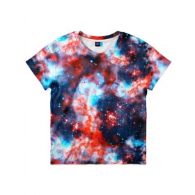 Детская футболка 3D с принтом Звёздная туманность в Новосибирске, 100% гипоаллергенный полиэфир | прямой крой, круглый вырез горловины, длина до линии бедер, чуть спущенное плечо, ткань немного тянется | abstractio | cosmos | nebula | space | star | universe | абстракция | вселенная | звезды | космос | мир | планеты