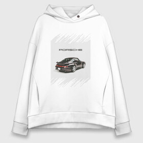 Женское худи Oversize хлопок с принтом Porsche retro в Новосибирске, френч-терри — 70% хлопок, 30% полиэстер. Мягкий теплый начес внутри —100% хлопок | боковые карманы, эластичные манжеты и нижняя кромка, капюшон на магнитной кнопке | auto | porsche | retro | авто | автомобиль | порш | порше | ретро