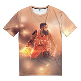Мужская футболка 3D с принтом NBA Stars в Новосибирске, 100% полиэфир | прямой крой, круглый вырез горловины, длина до линии бедер | hurden | nba | rockets | баскетбол | нба | харден | хьюстон рокетс