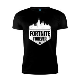 Мужская футболка премиум с принтом Fortnite Forever в Новосибирске, 92% хлопок, 8% лайкра | приталенный силуэт, круглый вырез ворота, длина до линии бедра, короткий рукав | battle | epic | forever | fortnite | games | royale | битва | королевская | королей | лого | логотип | навсегда | фартнайт | форева | фортнайт | фортнит | эмблема | эпик