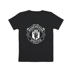 Детская футболка хлопок с принтом Manchester United в Новосибирске, 100% хлопок | круглый вырез горловины, полуприлегающий силуэт, длина до линии бедер | club | football | logo | manchester | rooney | united | английская | дьяволы | красные | лига | лого | логотип | манчестер | премьер | эмблема | юнайтед