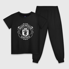 Детская пижама хлопок с принтом Manchester United в Новосибирске, 100% хлопок |  брюки и футболка прямого кроя, без карманов, на брюках мягкая резинка на поясе и по низу штанин
 | Тематика изображения на принте: club | football | logo | manchester | rooney | united | английская | дьяволы | красные | лига | лого | логотип | манчестер | премьер | эмблема | юнайтед