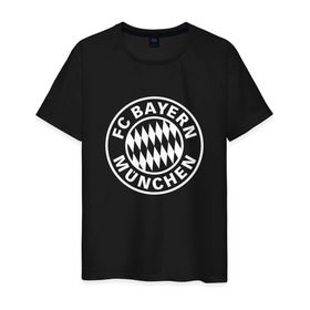 Мужская футболка хлопок с принтом FC Bayern Munchen в Новосибирске, 100% хлопок | прямой крой, круглый вырез горловины, длина до линии бедер, слегка спущенное плечо. | bayern | football | munchen | бавария | байерн | мюнхен | мюнхенская