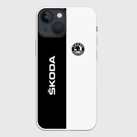 Чехол для iPhone 13 mini с принтом Skoda Auto a.s. в Новосибирске,  |  | a.s. | auto | crossover | fabia | karoq | kodiaq | octavia | skoda | sport | superb | yeti | авто | автомобиль | знак | лого | машина | седан | символ | спорт | сшкода | тачка | хэтчбек | шкода | эмблема