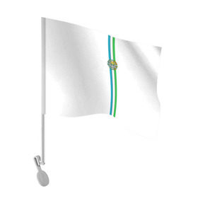 Флаг для автомобиля с принтом Узбекистан, лента с гербом в Новосибирске, 100% полиэстер | Размер: 30*21 см | uz | uzb | герб | государство | знак | надпись | патриот | полосы | республика | самарканд | символ | снг | страна | ташкент | узбек | узбекистан | узбекистанец | узбекистанка | флаг | флага | цвета