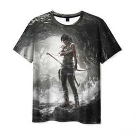 Мужская футболка 3D с принтом Tomb Raider в Новосибирске, 100% полиэфир | прямой крой, круглый вырез горловины, длина до линии бедер | croft | lara | raider | tomb | гробниц | игра | крофт | лара | расхитительница